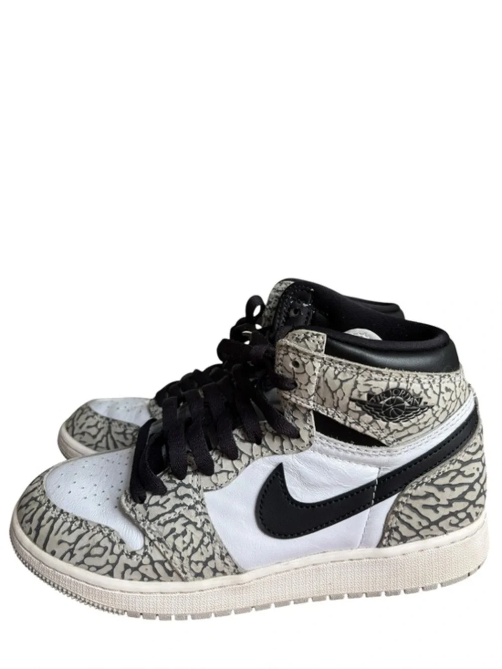 Nike Air Jordan 1 Retro High White Cement Elephant Print FD1437-052 Size 5Y